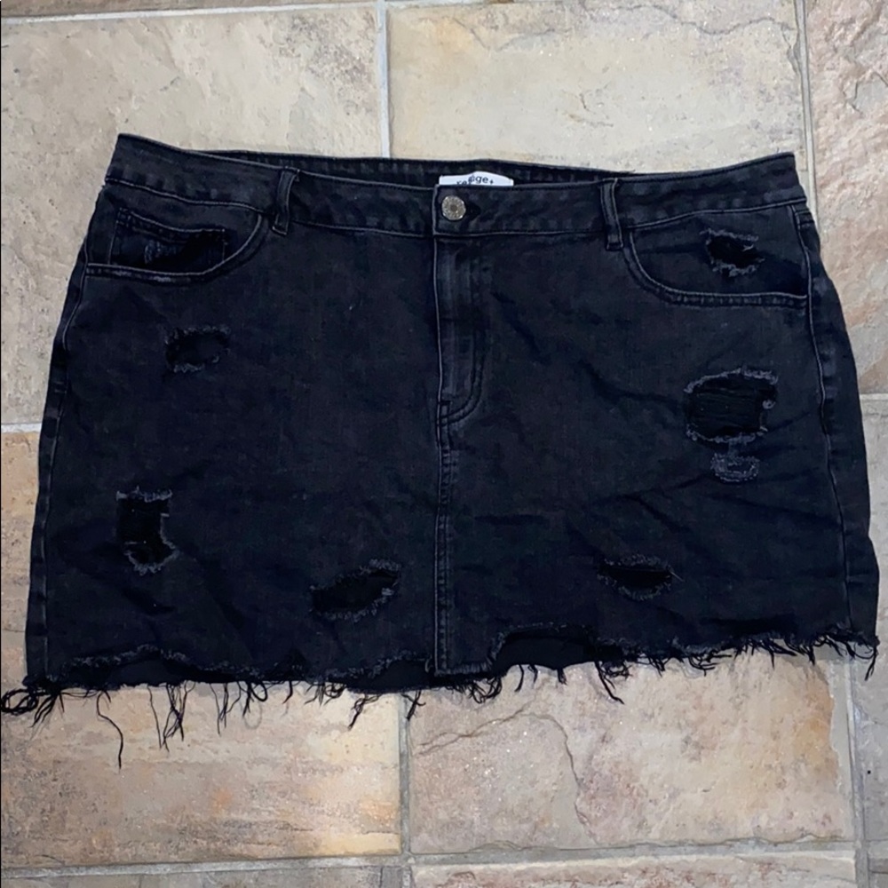 Refuge Plus Size Black Denim Skirt